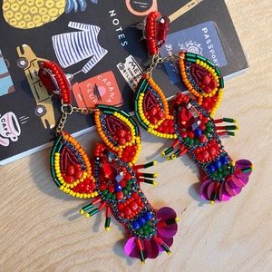 Lobster🦞Crawfish Beaded Earrings Colorful Sequins